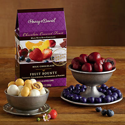 Our chocolate-covered dried fruit medley includes a mix of cherries, strawberries, blueberries, and peaches covered in rich milk chocolate and a sweet candy shell. Created in our Southern Oregon candy