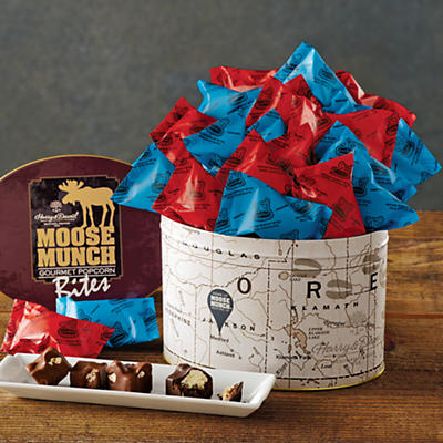 Inspired by the Moose Munch Popcorn we make here in our candy kitchens, these bites are like little gourmet candy bars. They are irresistible. Sweet and savory, smooth and crunchy, covered in our secr