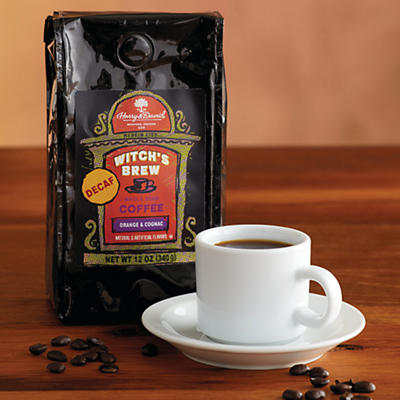 Gourmet coffee is sure to brighten any morning. Our Decaf Witch's Brew Coffee is a bag of whole bean orange and cognac-flavored coffee, perfect for starting any autumn day. A store favorite for years,
