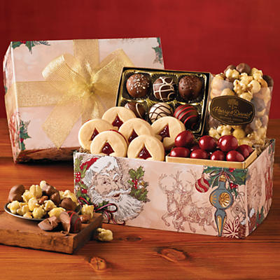 Receiving a beautifully designed gourmet gift box wrapped up with a hand-tied bow is a sweet surprise. The baked goods and stunning delights inside our Holiday Sweet Treats gift make it even sweeter. 