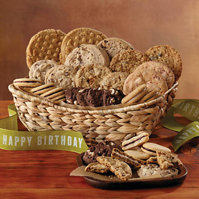 The Birthday Cookie Gift Basket is filled with delicious creations handcrafted in our bakery in the heart of Southern Oregon. The selection includes everything from white chocolate raspberry cookies a