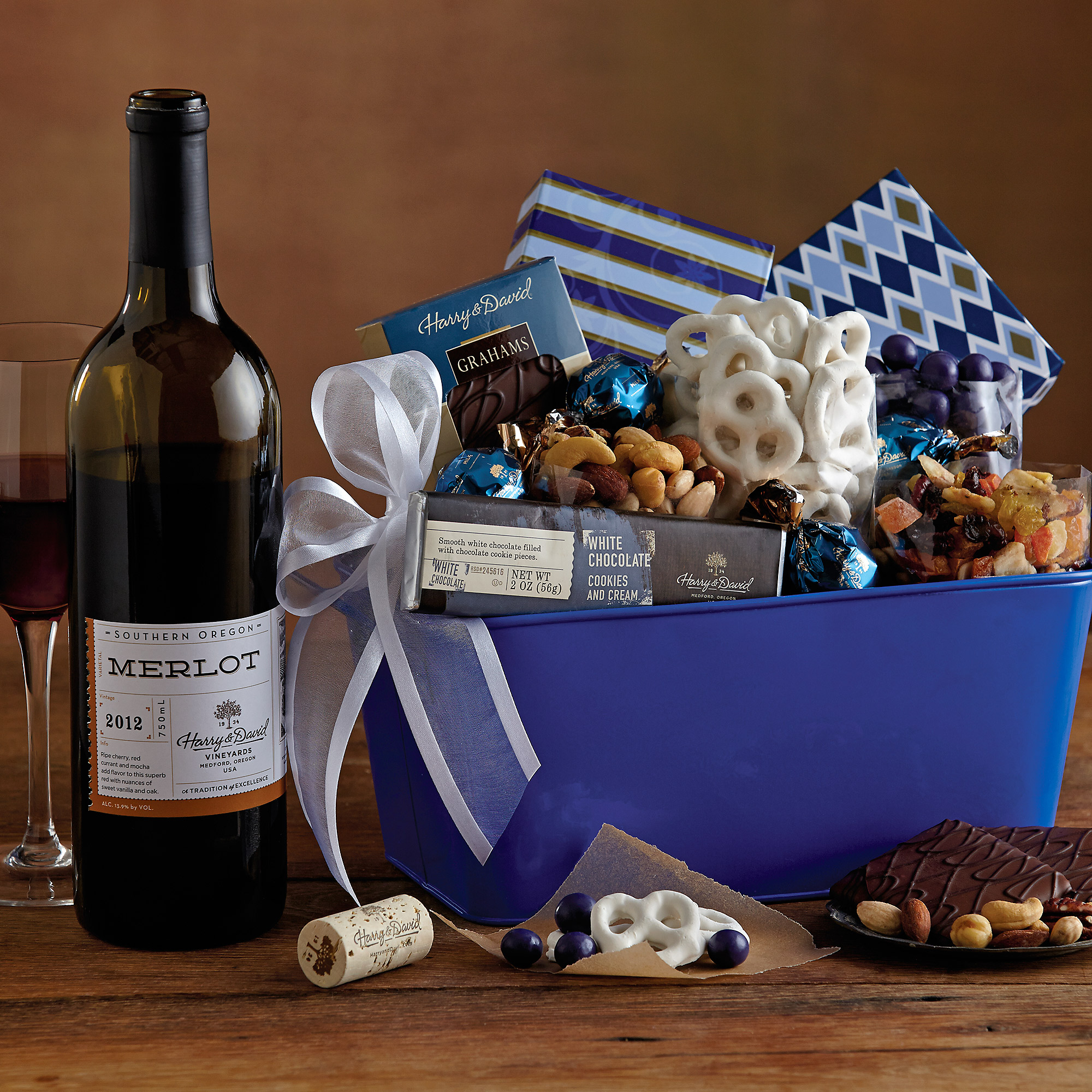 Festive Gift Basket with Wine Gift Baskets Harry & David