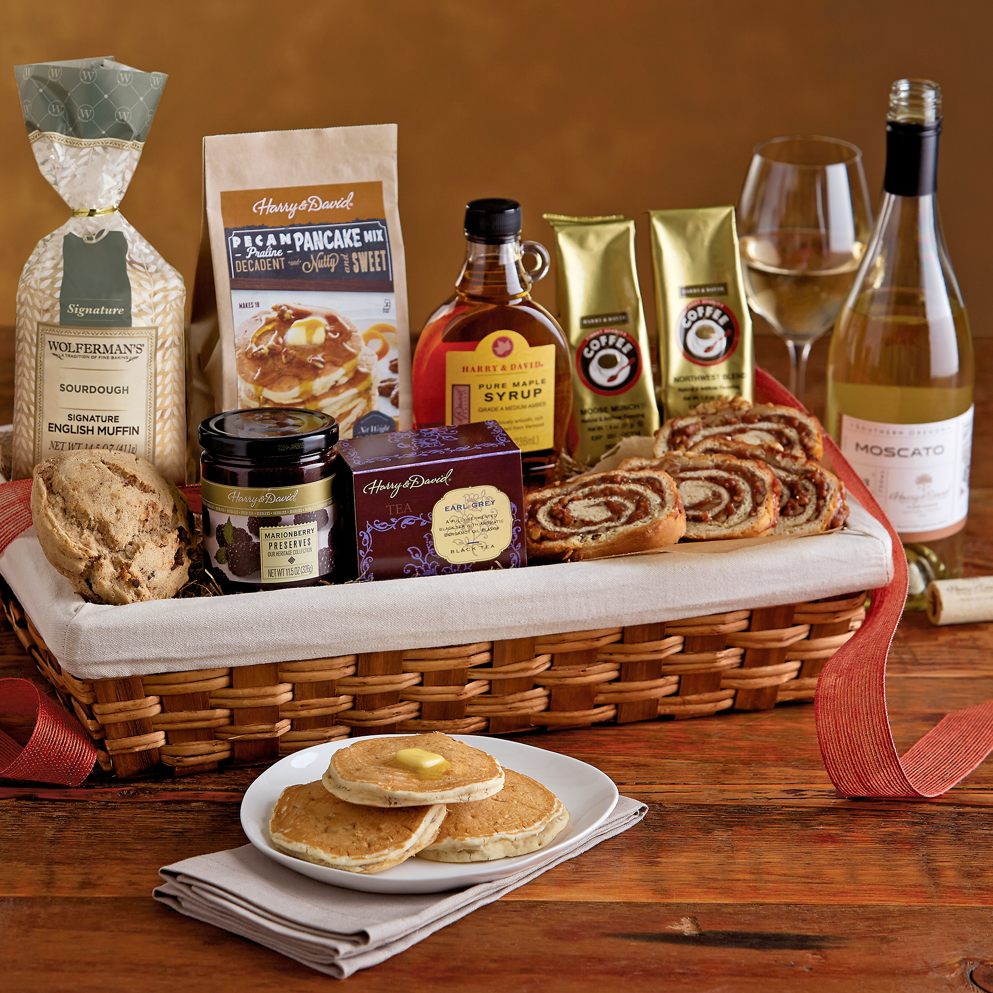 Brunch Gift Basket with Wine Breakfast Gift Baskets