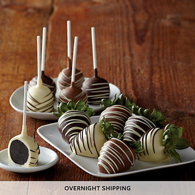 Hand-Dipped Chocolate-Covered Strawberries and Cake Pops - Half Dozen Each - 28859