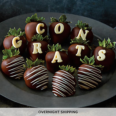 Congrats Hand-Dipped Dark Chocolate-Covered Strawberries - One Dozen - 29003