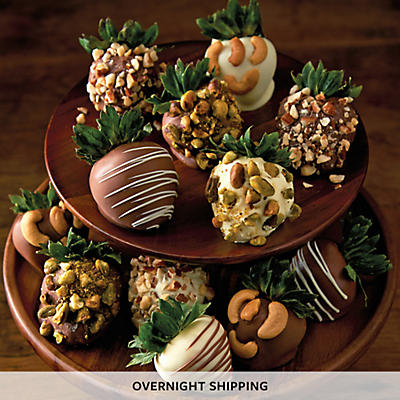 Nut Lover's Hand-Dipped Chocolate-Covered Strawberries - One Dozen - 29004